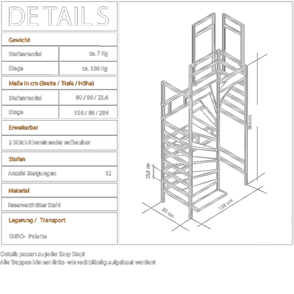 easy-step system-rohbau-treppe spezifikationen