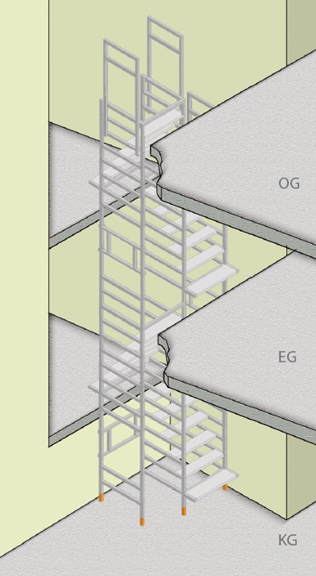 Bautreppe splittlevel / tijdelijke trap / escalier de chantier