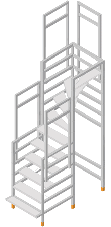 Bautreppe viertelgewendelt_ben_rechts / temporary staircase / escalier de chantier